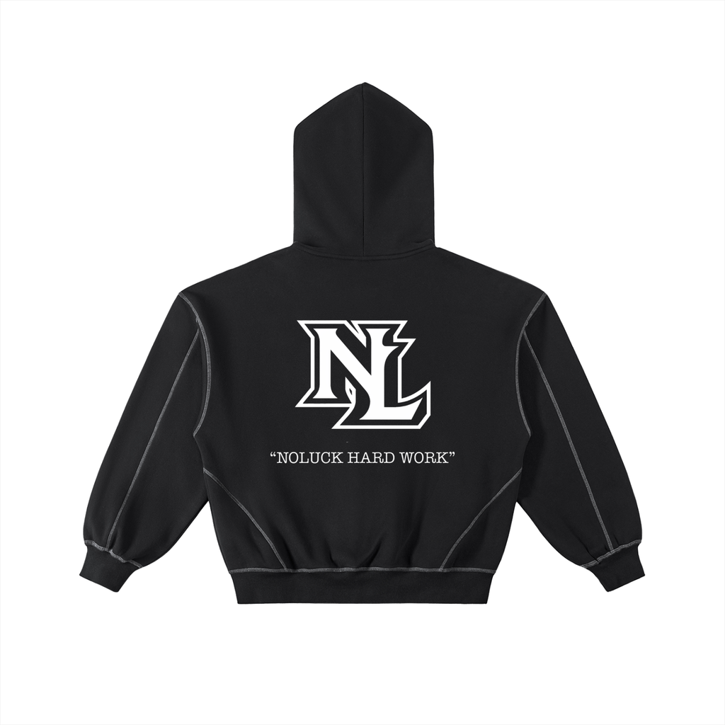 Contrast-Stitched Boxy Fleece Zip Hoodie (SIZE UP)