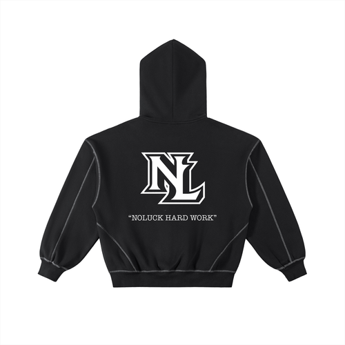 Contrast-Stitched Boxy Fleece Zip Hoodie (SIZE UP)